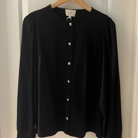 Sezane Romine Shirt Black - Size 10 - Picture 1 of 9